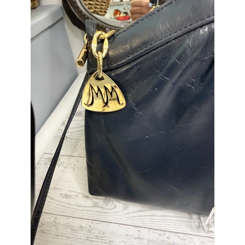Morris Moskowitz Genuine Leather Womens Blue Shoulder Bag Clutch Vintage Purse